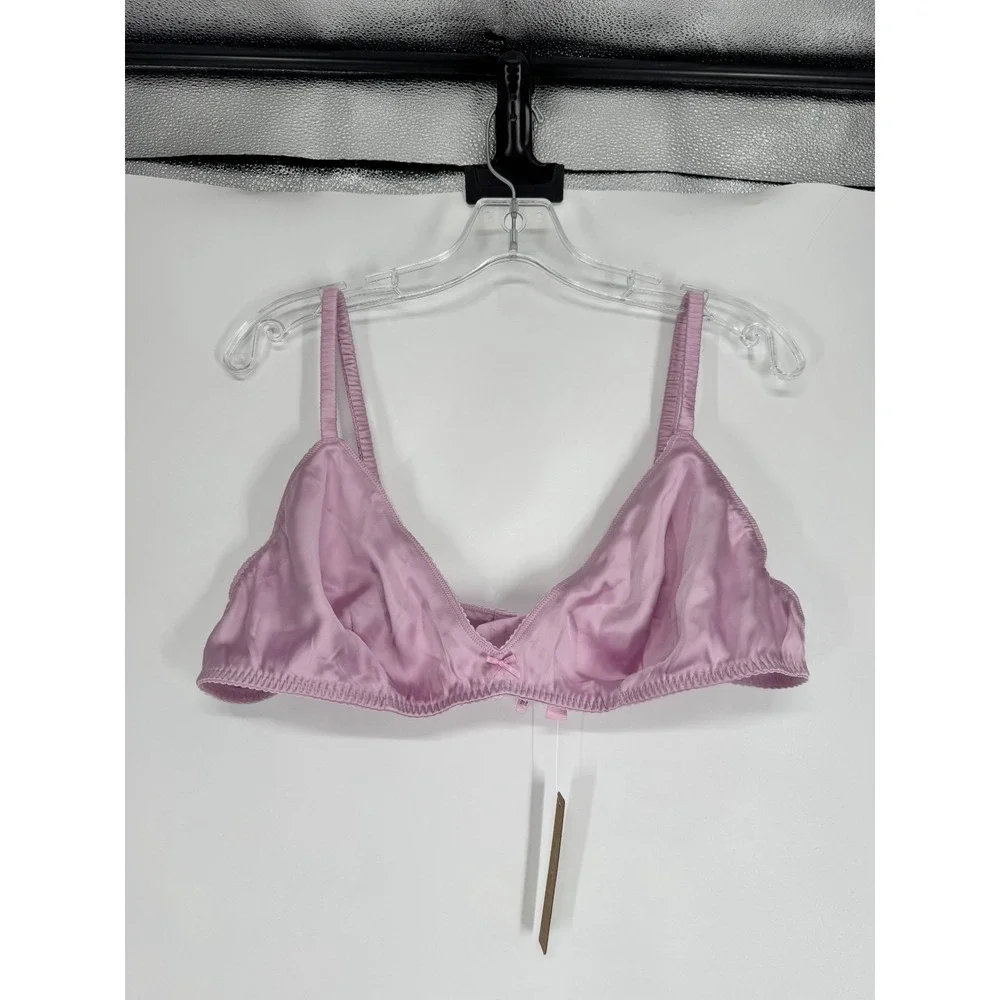 SKIMS Satin Bralette Bra Womens Size 2XL 2X Pink Wireless Adjustable Straps